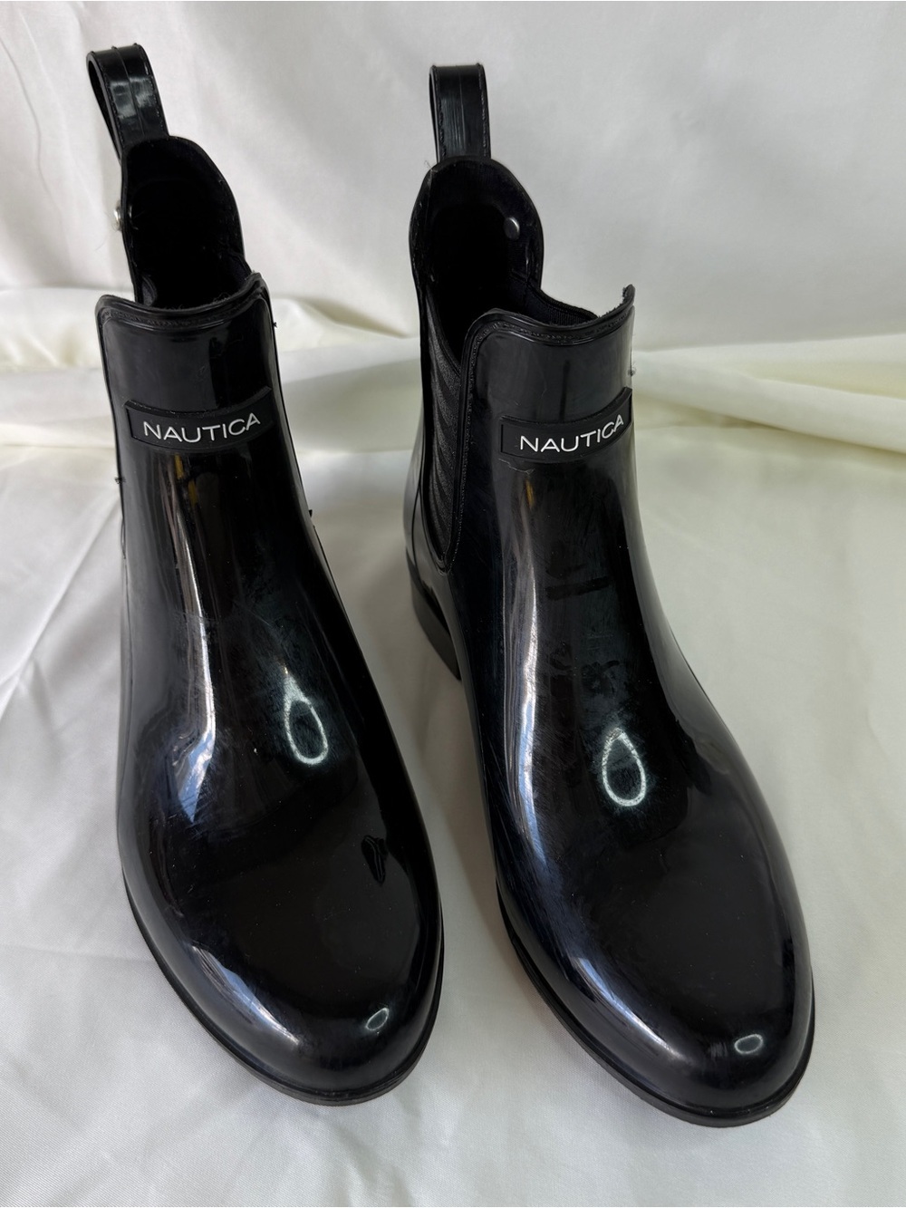 Nautica Glossy Black Chelsea Rain Boots